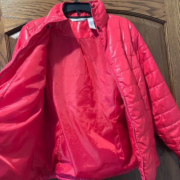 IZOD Women's Quilted Puffer Jacket Bright Pink Full Zip Stand Collar Size L - Picture 6 of 7